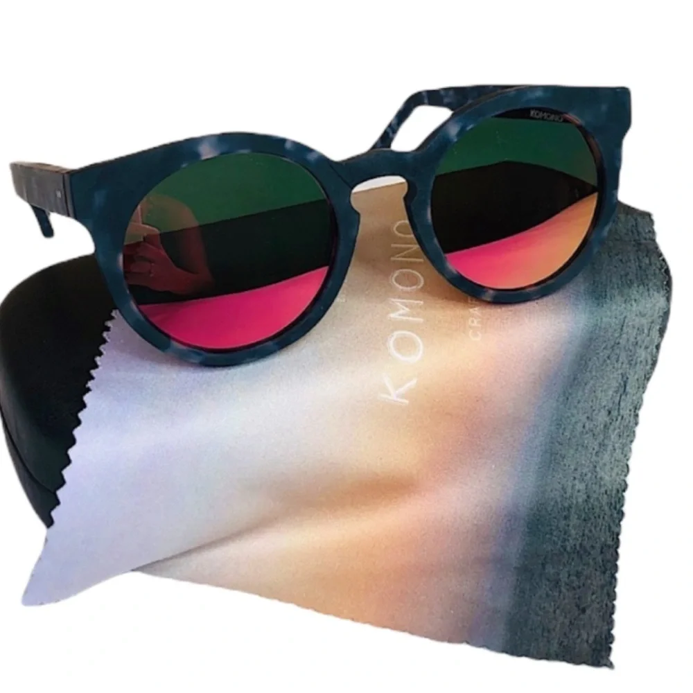 KOMONO sunglasses NEW Lulu blue tortoise reflective Matte Indigo Demi